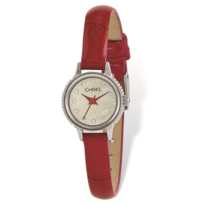 Fashion Watches,  Ladies' Chisel Stainless Steel Red Leather Strap Watch