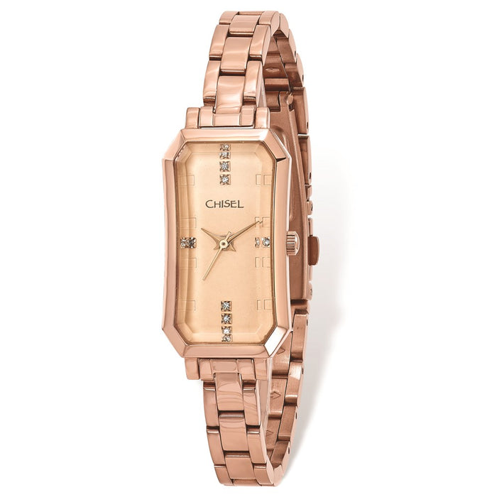 Fashion Watches,  Ladies' Chisel Rose IP-plated Stainless Steel Rose Dial Watch