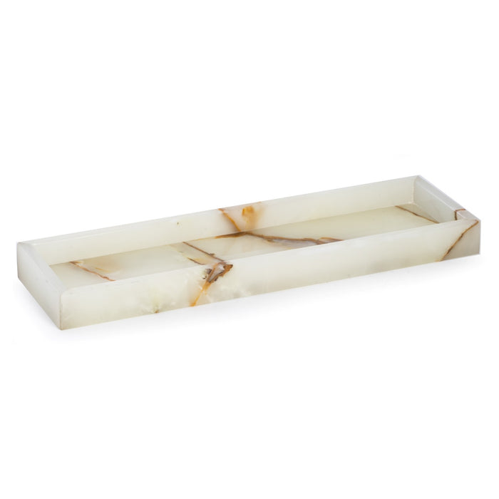 Occasion Gallery WHITE/TAN Color Marble Bath Tray in Green Onyx 14.25 L x 3.75 W x 4 H in.