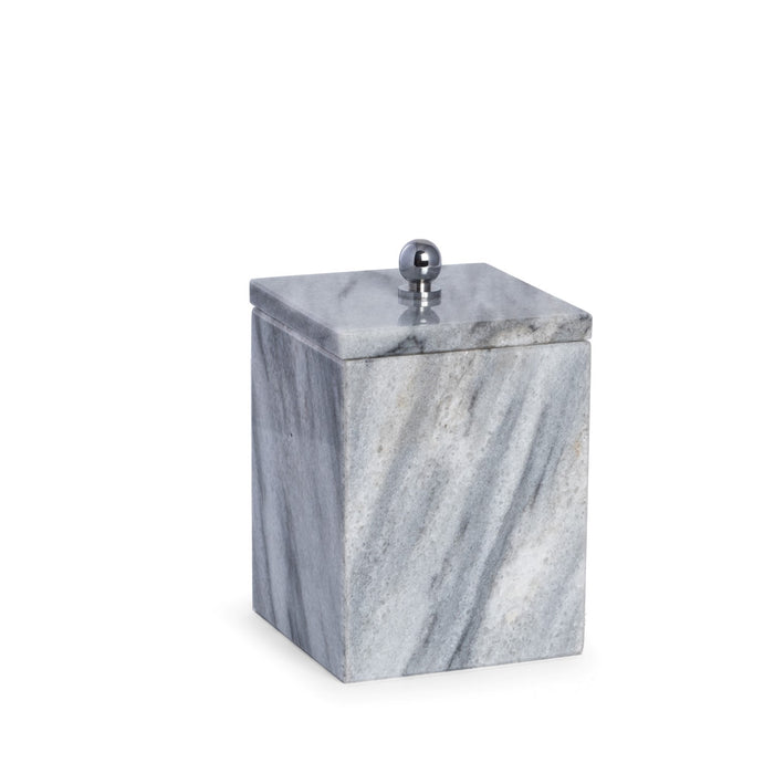 Occasion Gallery WHITE/GRAY Color Marble Bath Canister with Lid in Cloud Grey  3 L x 3 W x 4.5 H in.