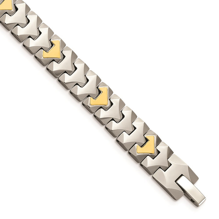 Chisel Brand Jewelry, Tungsten with 10k Polished Chevron Style Men's Bracelet