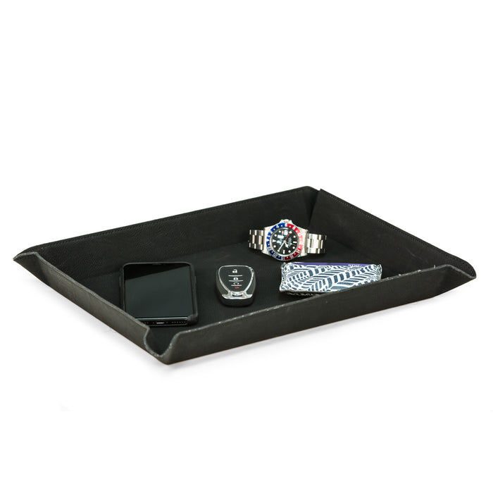 Occasion Gallery Black Color Large Black Leatherette Rectangular Valet 13.25 L x 9.5 W x 1.75 H in.