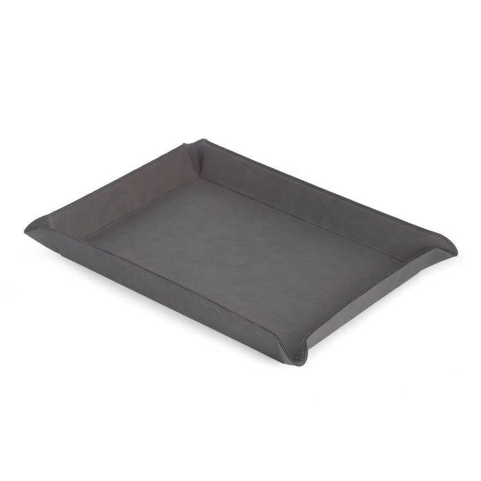 Occasion Gallery GRAY Color Large Rectangular Valet in Grey Leatherette 13.25 L x 9.5 W x 1.75 H in.