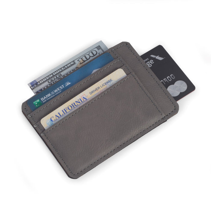 Occasion Gallery GRAY Color 5 Slot Credit Card Holder in Grey Leatherette 4.5 L x 0.25 W x 3.25 H in.