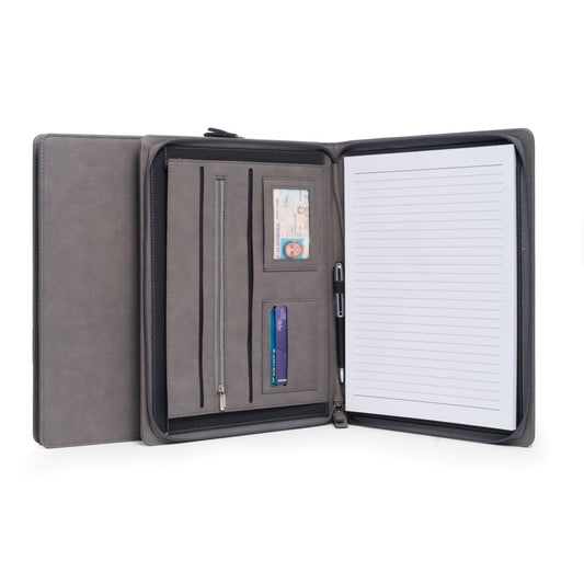 Occasion Gallery GRAY Color Multi Compartment Business Padfolio / Portfolio with Zipper Closure in Grey 9.5 L x 0.75 W x 12.5 H in.