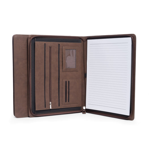 Occasion Gallery BROWN Color Multi Compartment Business Padfolio / Portfolio with Zipper Closure in Brown 9.5 L x 0.75 W x 12.5 H in.