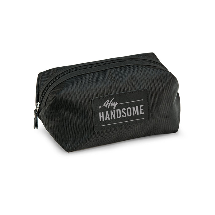 Occasion Gallery Black  Color Hey Handsome water resistant performance nylon dope kit with grey accents.  9 L x 4.5 W x 5 H in.