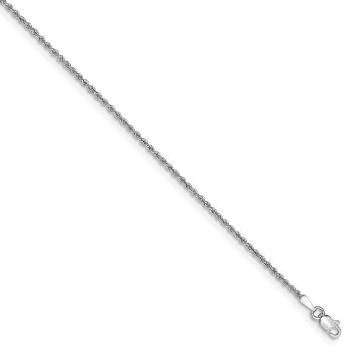 Million Charms 14k White Gold 1.5mm Regular Rope Chain, Chain Length: 8 inches
