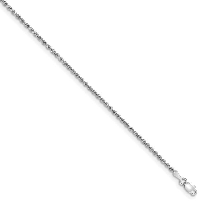 Million Charms 14k White Gold 2.0mm Regular Rope Chain, Chain Length: 7 inches
