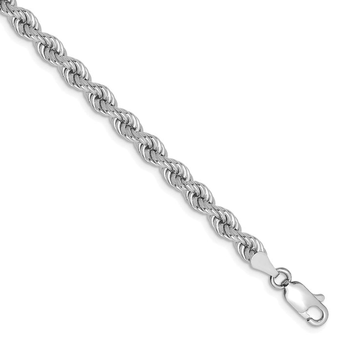 Million Charms 14k White Gold 4.0mm Regular Rope Chain, Chain Length: 7 inches