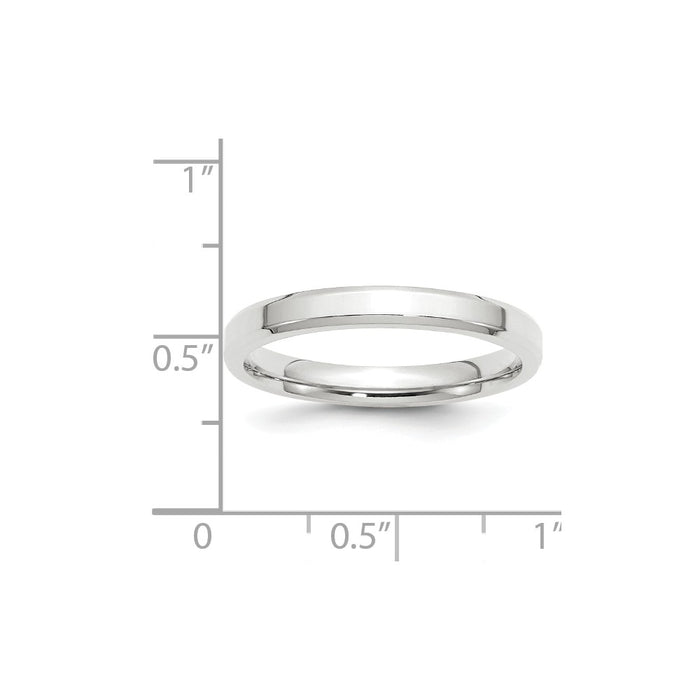 10k White Gold 3mm Bevel Edge Comfort Fit Wedding Band Size 6