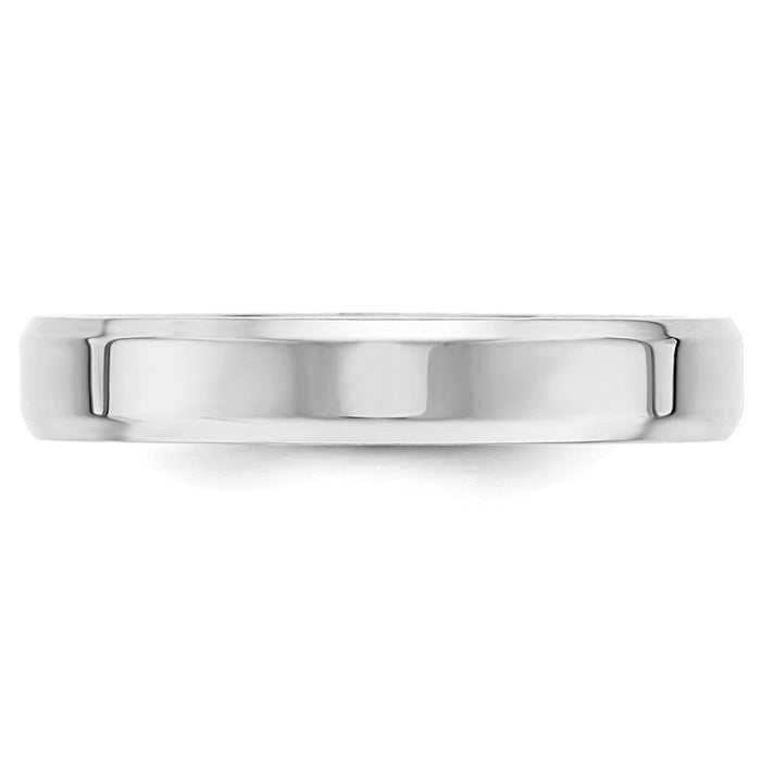 10k White Gold 4mm Bevel Edge Comfort Fit Wedding Band Size 9.5