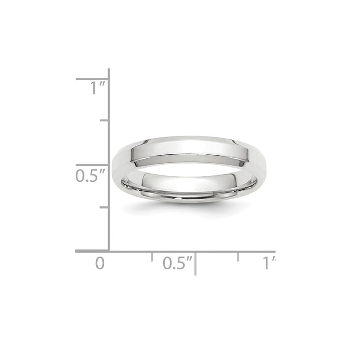 10k White Gold 4mm Bevel Edge Comfort Fit Wedding Band Size 5.5