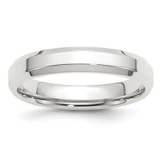 10k White Gold 4mm Bevel Edge Comfort Fit Wedding Band Size 8.5