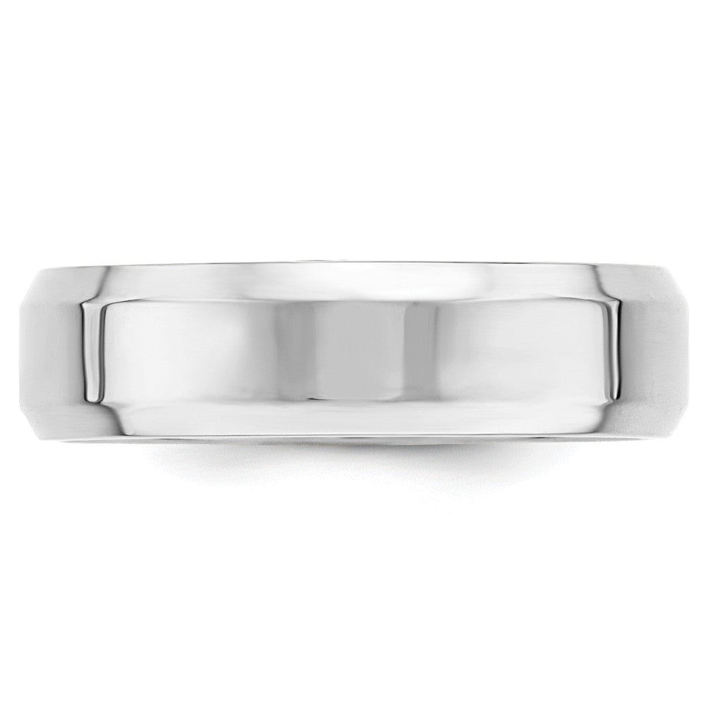 10k White Gold 6mm Bevel Edge Comfort Fit Wedding Band Size 9.5