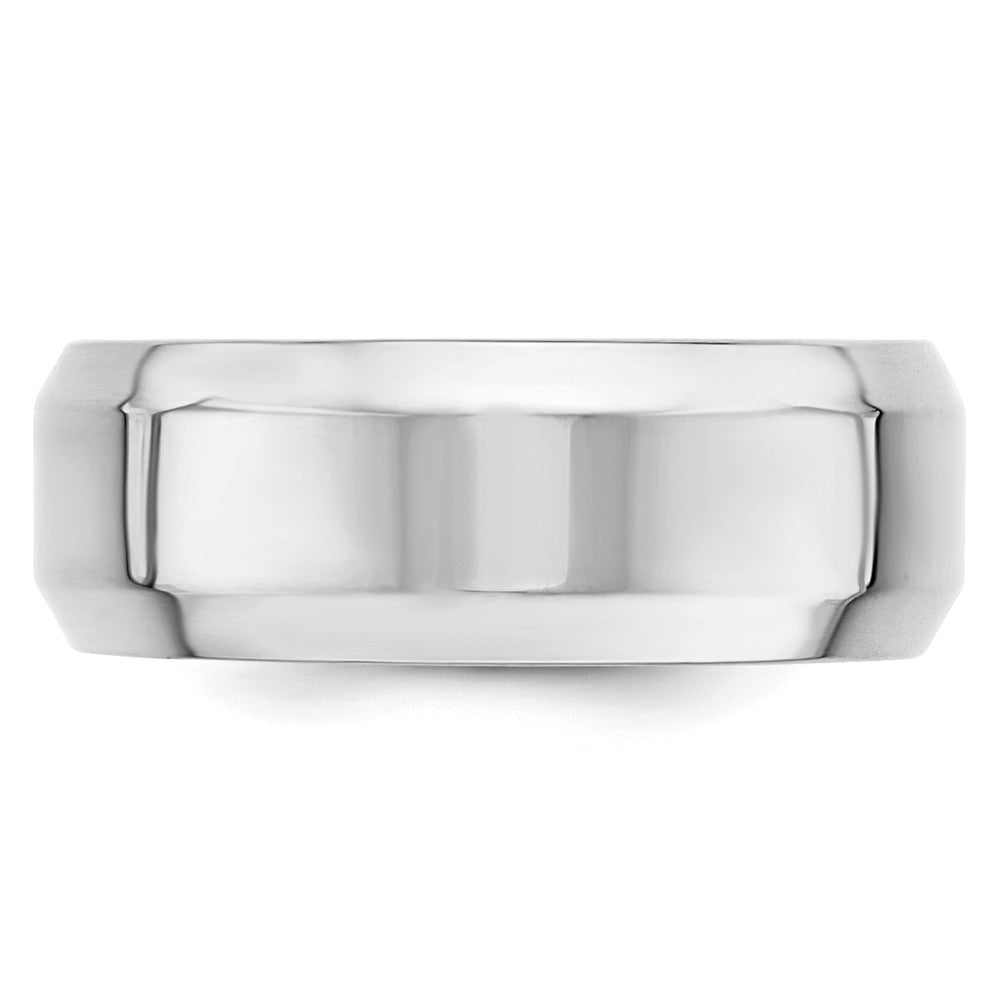 10k White Gold 8mm Bevel Edge Comfort Fit Wedding Band Size 11.5