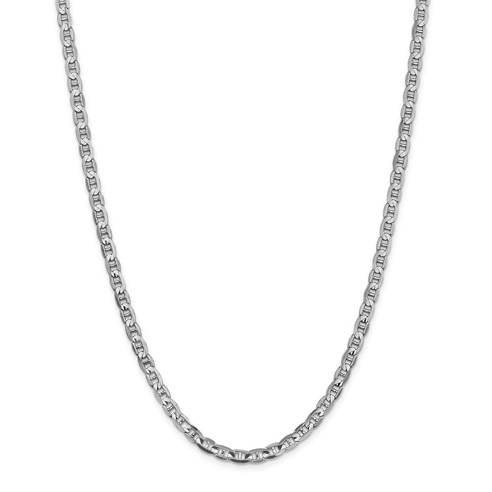 Million Charms 14k White Gold, Necklace Chain, 4.5mm Concave Anchor Chain, Chain Length: 20 inches