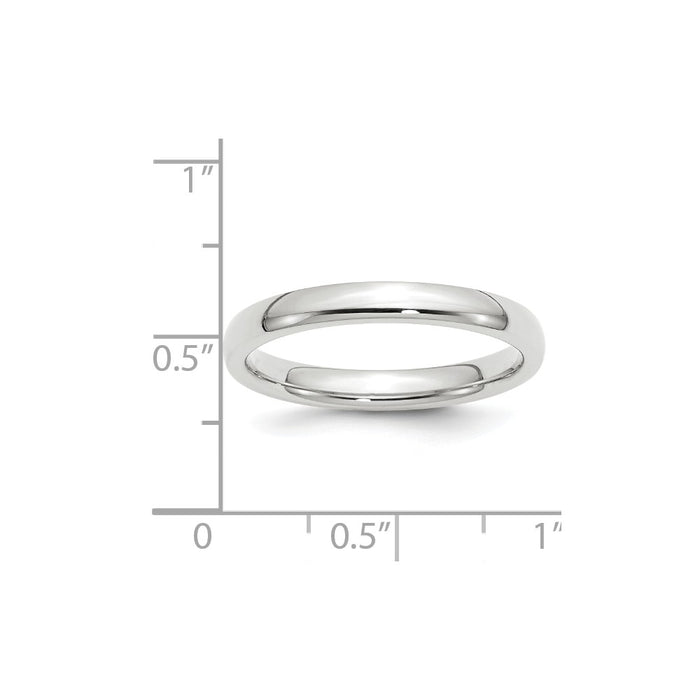 10k White Gold 3mm Standard Comfort Fit Wedding Band Size 13