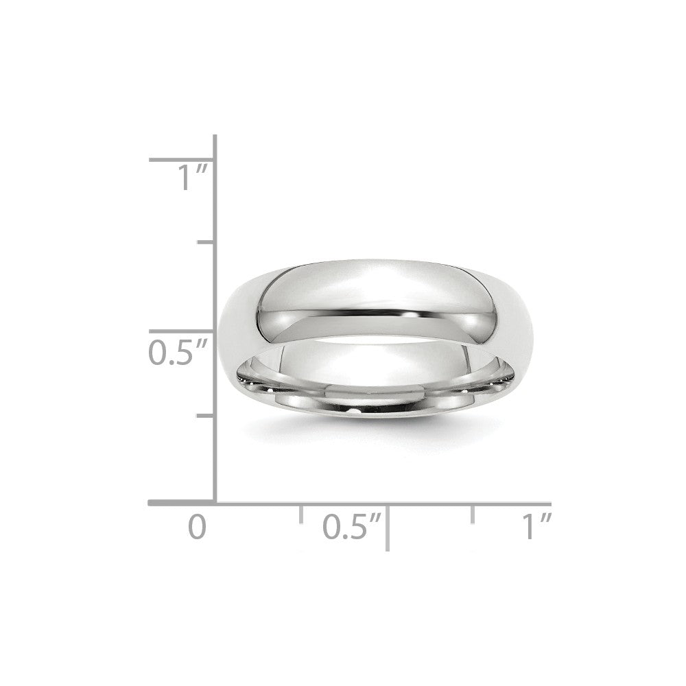 10k White Gold 6mm Standard Comfort Fit Wedding Band Size 13