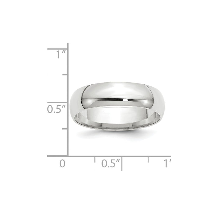 10k White Gold 6mm LTW Comfort Fit Wedding Band Size 6.5