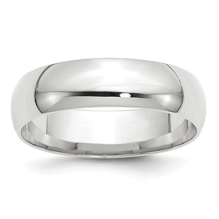 10k White Gold 6mm LTW Comfort Fit Wedding Band Size 4