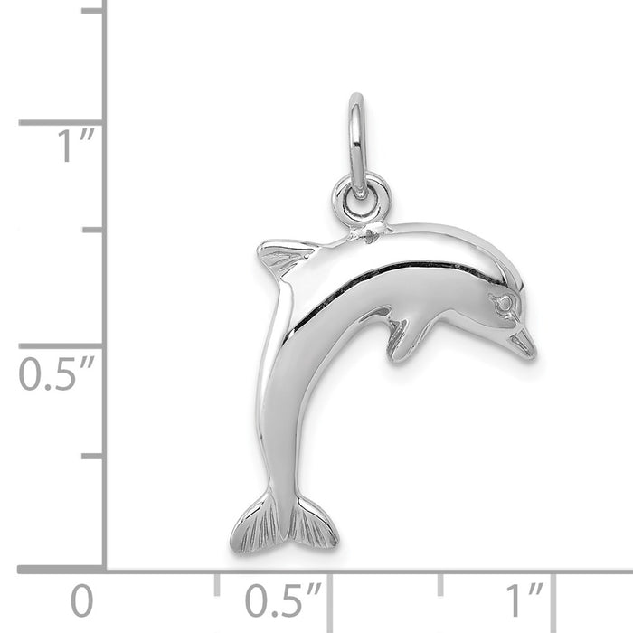 Million Charms 14K White Gold Themed Dolphin Charm