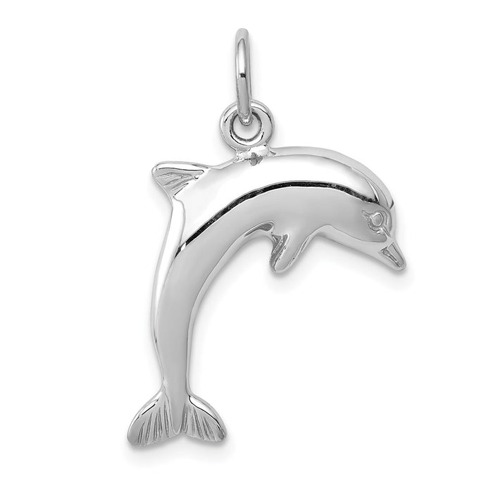 Million Charms 14K White Gold Themed Dolphin Charm