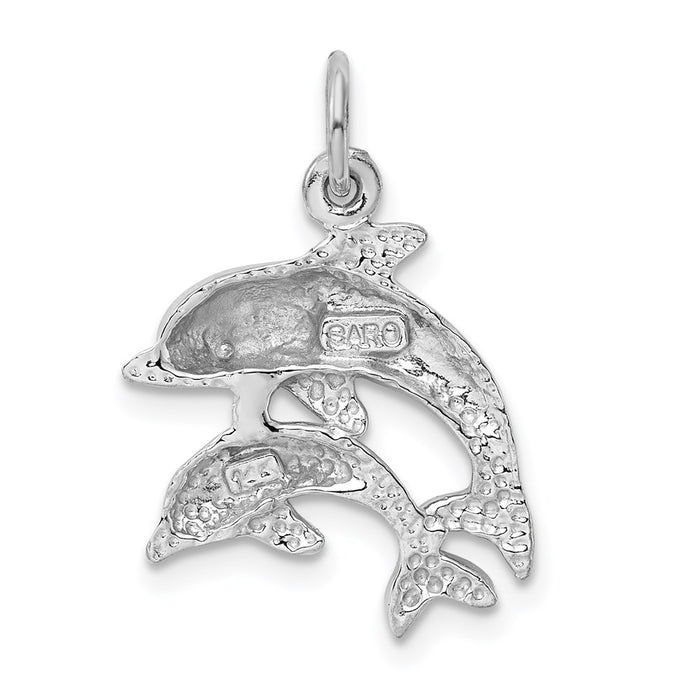 Million Charms 14K White Gold Themed Dolphin Charm
