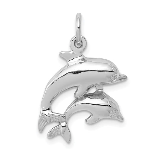 Million Charms 14K White Gold Themed Dolphin Charm