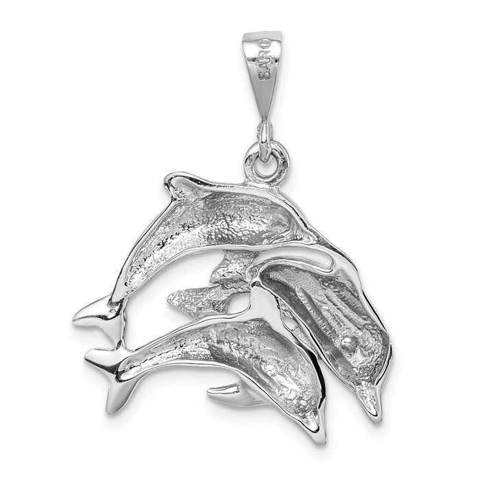 Million Charms 14K White Gold Themed Dolphin Charm