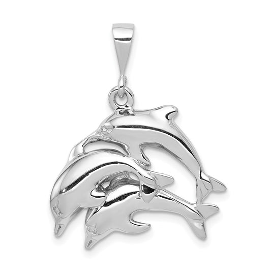 Million Charms 14K White Gold Themed Dolphin Charm