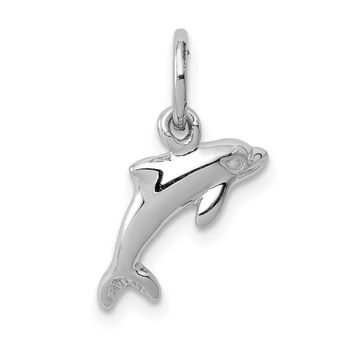 Million Charms 14K White Gold Themed Dolphin Charm