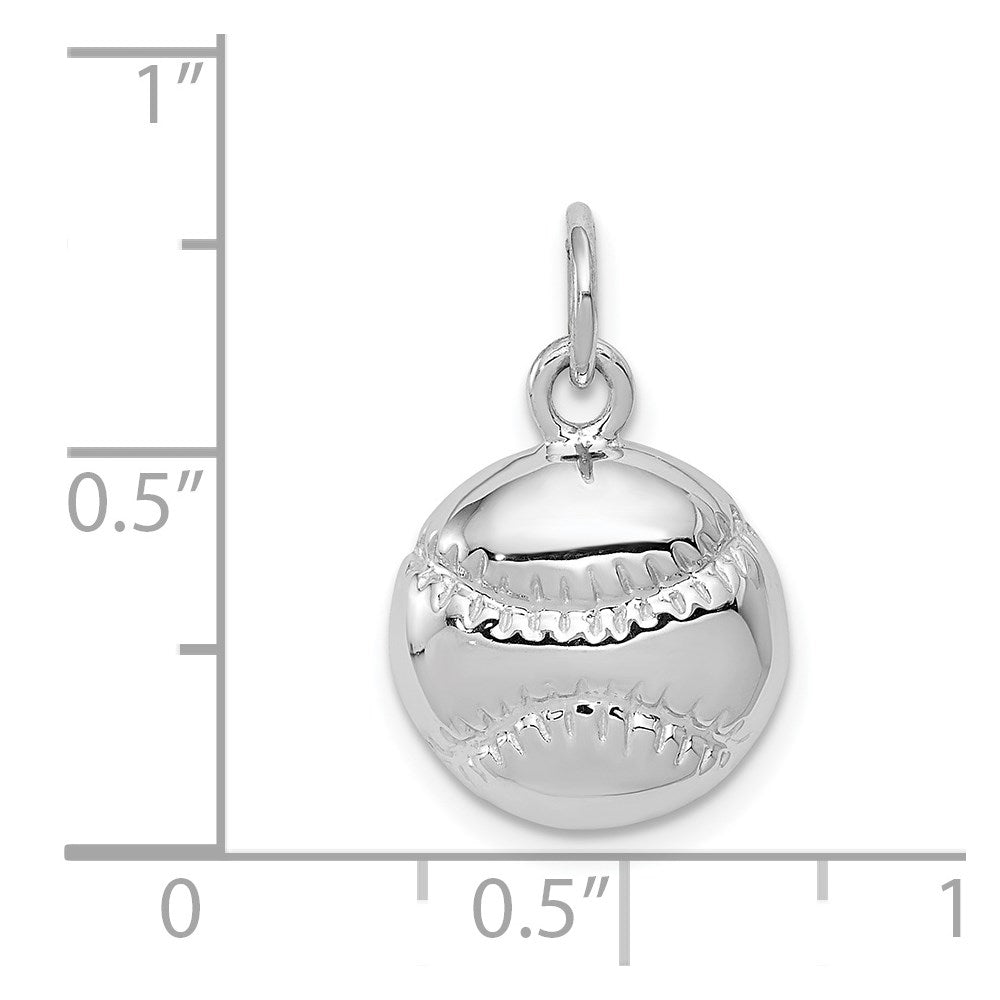 Million Charms 14K White Gold Themed Sports Baseball Charm