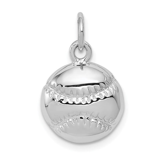 Million Charms 14K White Gold Themed Sports Baseball Charm