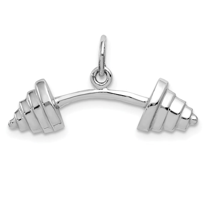 Million Charms 14K White Gold Themed Barbell Charm