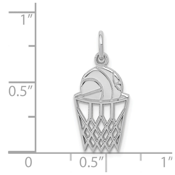 Million Charms 14K White Gold Themed Sports Basketball Charm