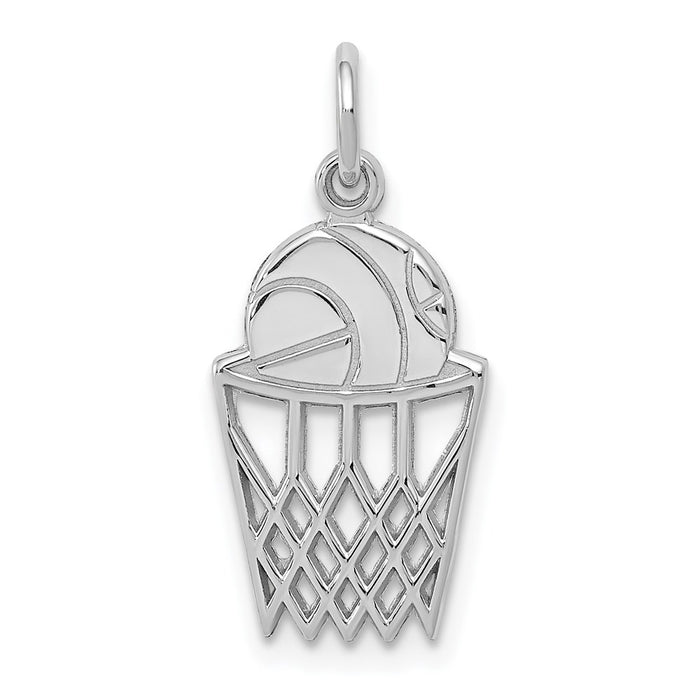 Million Charms 14K White Gold Themed Sports Basketball Charm