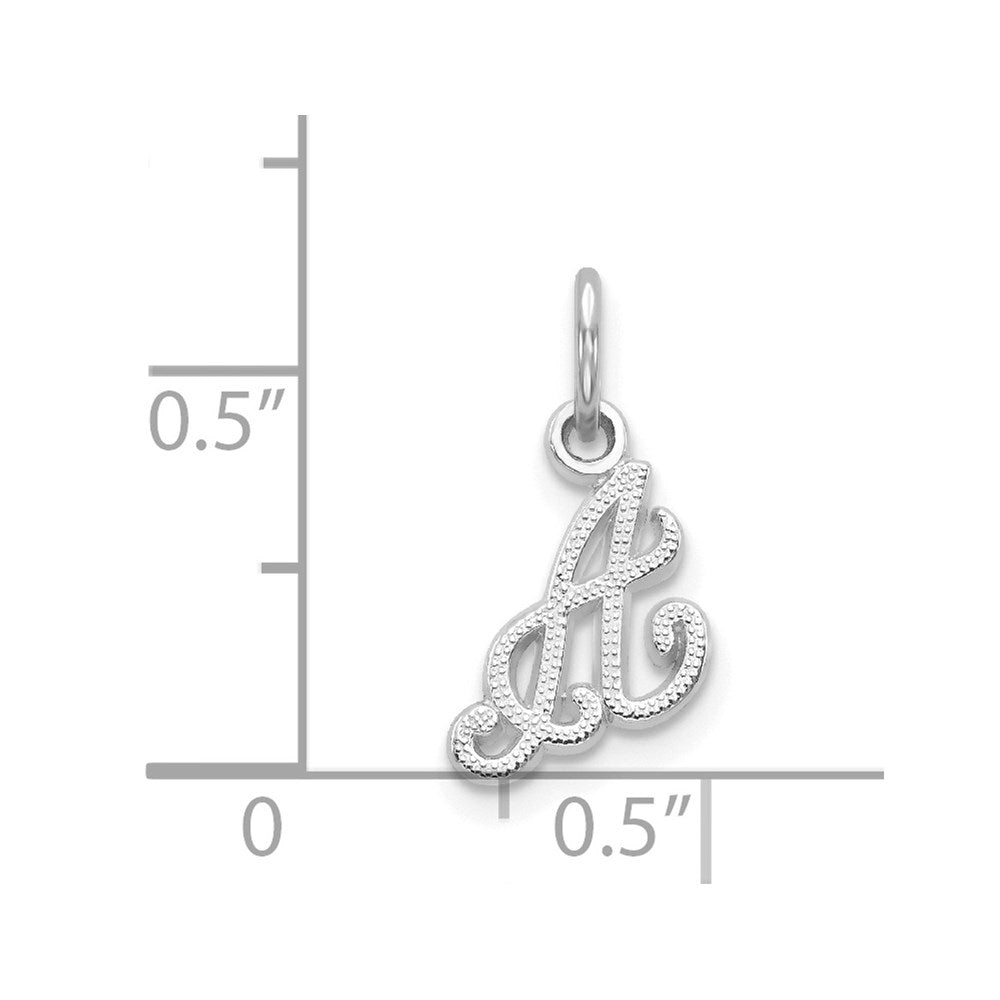 Million Charms 14K White Gold Themed Casted Alphabet Letter Initial A Charm