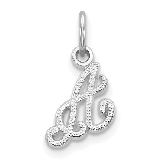 Million Charms 14K White Gold Themed Casted Alphabet Letter Initial A Charm