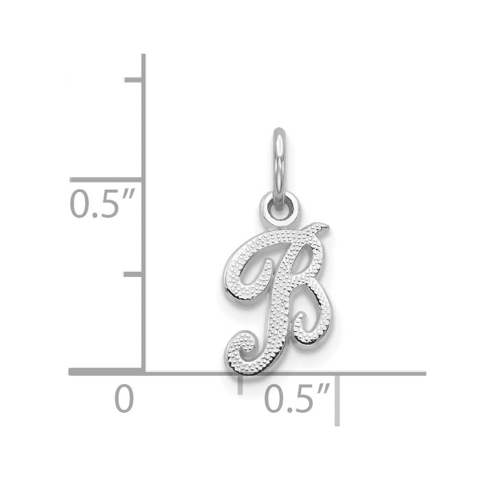 Million Charms 14K White Gold Themed Casted Alphabet Letter Initial B Charm