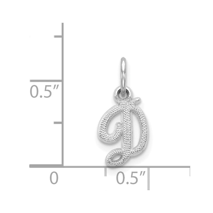 Million Charms 14K White Gold Themed Casted Alphabet Letter Initial D Charm