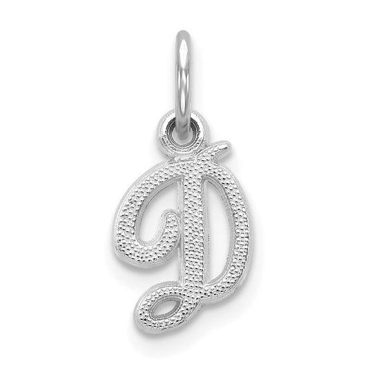 Million Charms 14K White Gold Themed Casted Alphabet Letter Initial D Charm