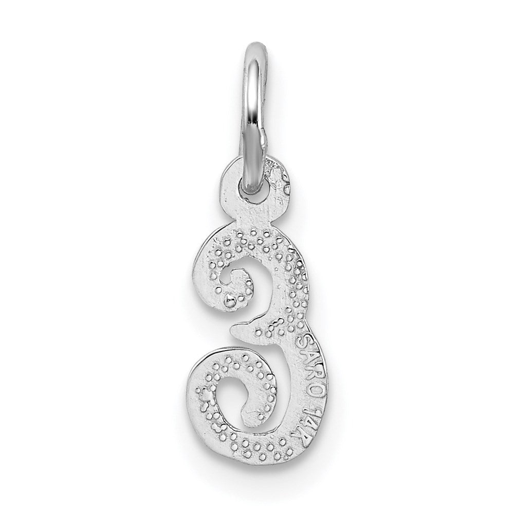 Million Charms 14K White Gold Themed Casted Alphabet Letter Initial E Charm