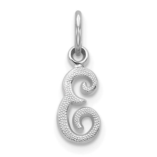 Million Charms 14K White Gold Themed Casted Alphabet Letter Initial E Charm