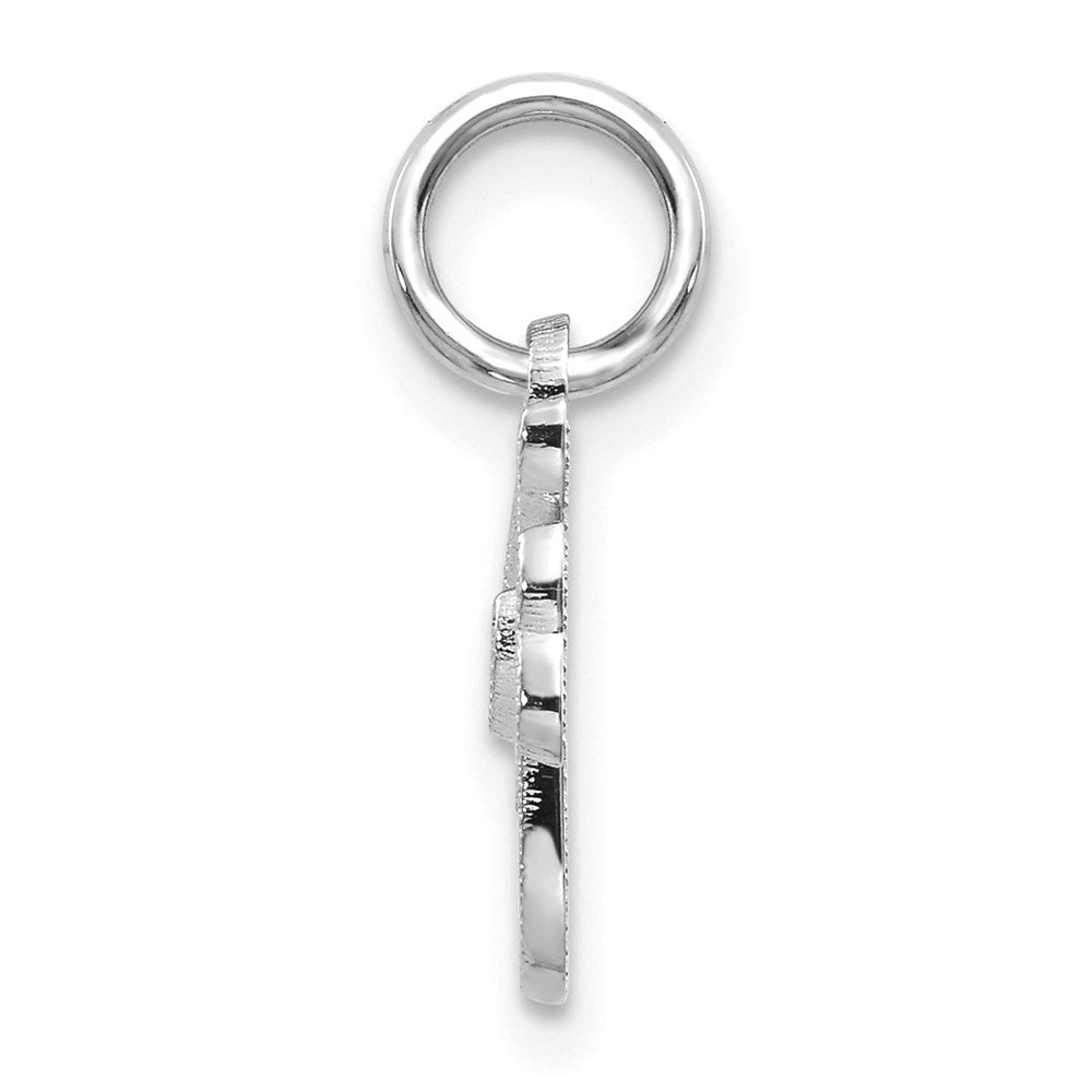 Million Charms 14K White Gold Themed Casted Alphabet Letter Initial F Charm