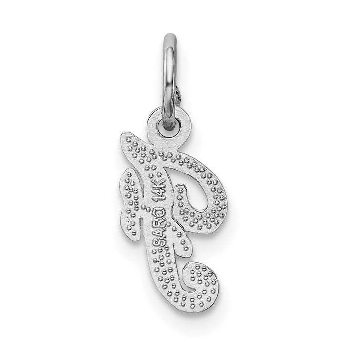 Million Charms 14K White Gold Themed Casted Alphabet Letter Initial F Charm