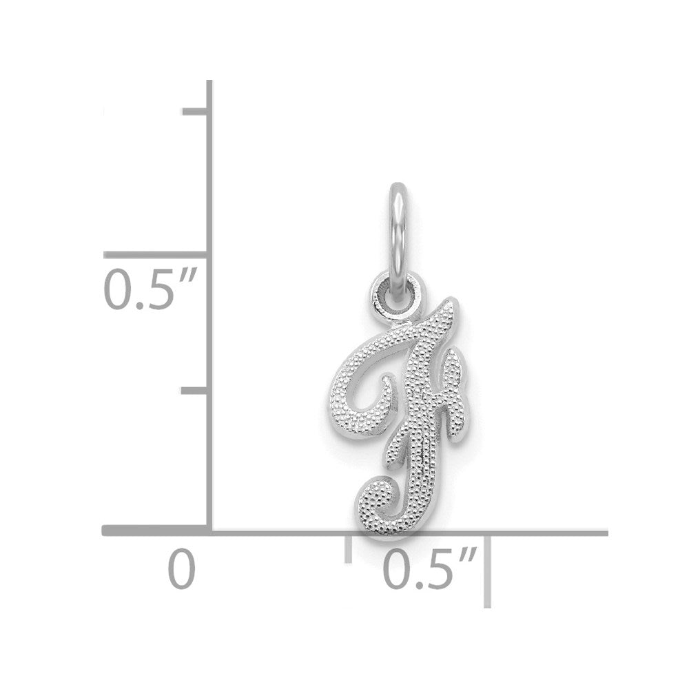 Million Charms 14K White Gold Themed Casted Alphabet Letter Initial F Charm