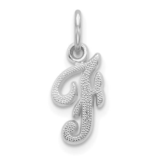Million Charms 14K White Gold Themed Casted Alphabet Letter Initial F Charm