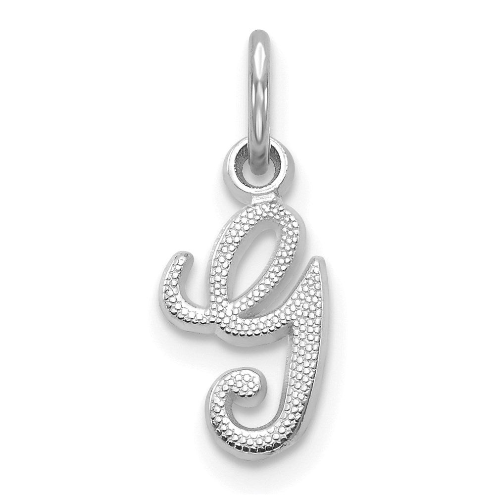 Million Charms 14K White Gold Themed Casted Alphabet Letter Initial G Charm