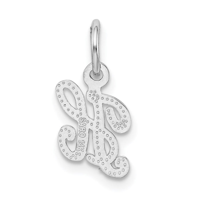 Million Charms 14K White Gold Themed Casted Alphabet Letter Initial H Charm